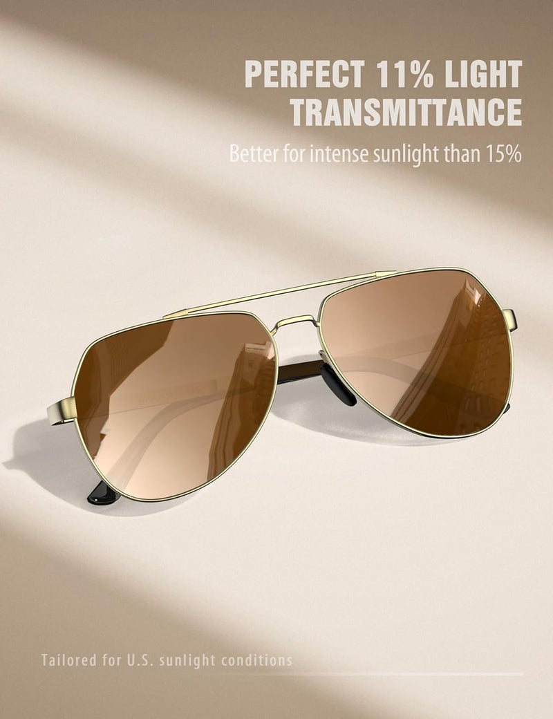 LUENX Aviator Sunglasses for Men Women Polarized New Shades Large Metal Frame - UV 400 Protection - Image 3